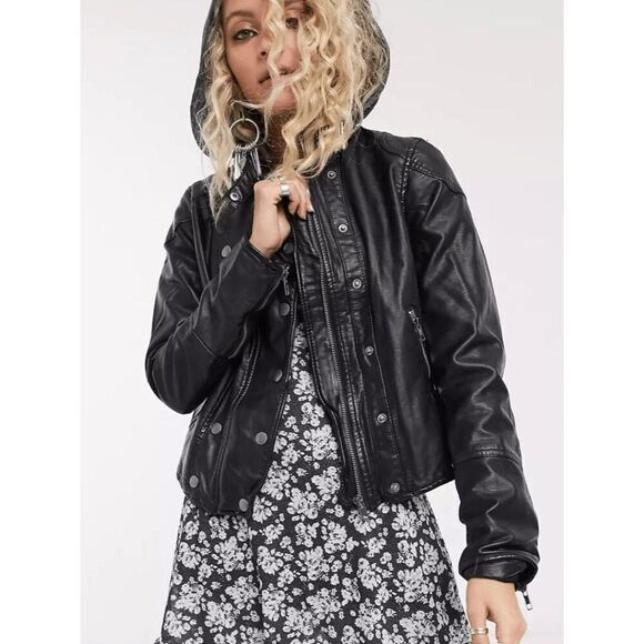 NEW WE THE FREE by Free People Women’s Small New Dawn Vegan Faux Leather Black M - Picture 5 of 9